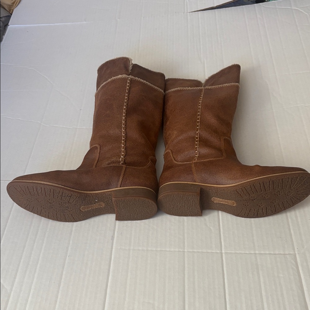 Timberland Earthkeepers Shoreham Tall Fold Down boots,tan/brown leather,size 9.5 - Picture 4 of 14